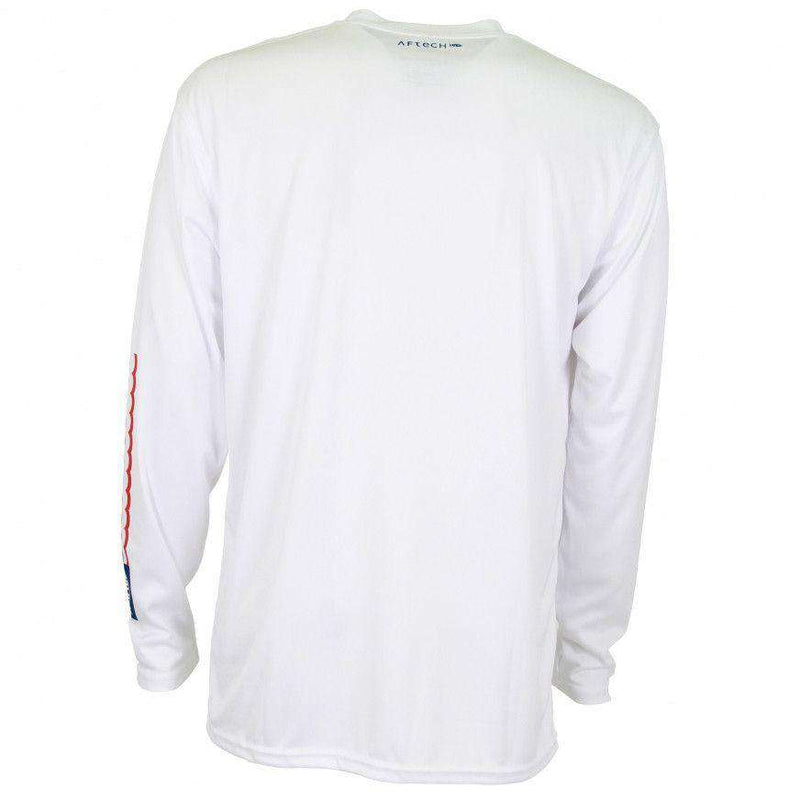 Spangled Long Sleeve Sun Shirt in White by AFTCO - Country Club Prep