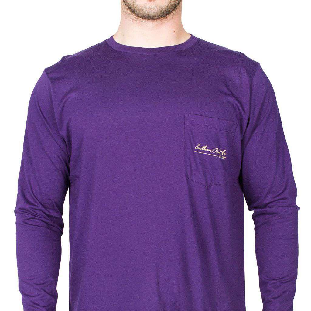 SPC Long Sleeve Plaid Antler Tee in Purple by Southern Point Co. - Country Club Prep