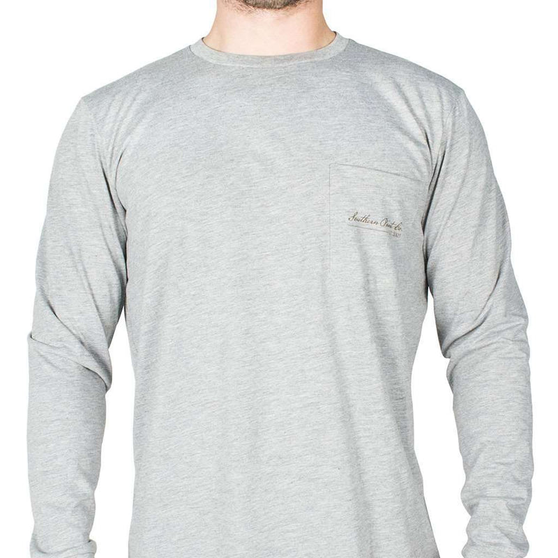 SPC Long Sleeve Shotgun Shell American Flag Tee in Grey by Southern Point Co. - Country Club Prep