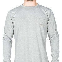 SPC Long Sleeve Shotgun Shell American Flag Tee in Grey by Southern Point Co. - Country Club Prep