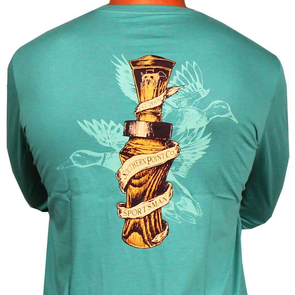 SPC Signature Long Sleeve Duck Call Tee in Light Green by Southern Point Co. - Country Club Prep