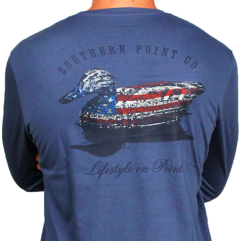 SPC Signature Long Sleeve Flag Decoy Tee in Navy by Southern Point Co. - Country Club Prep
