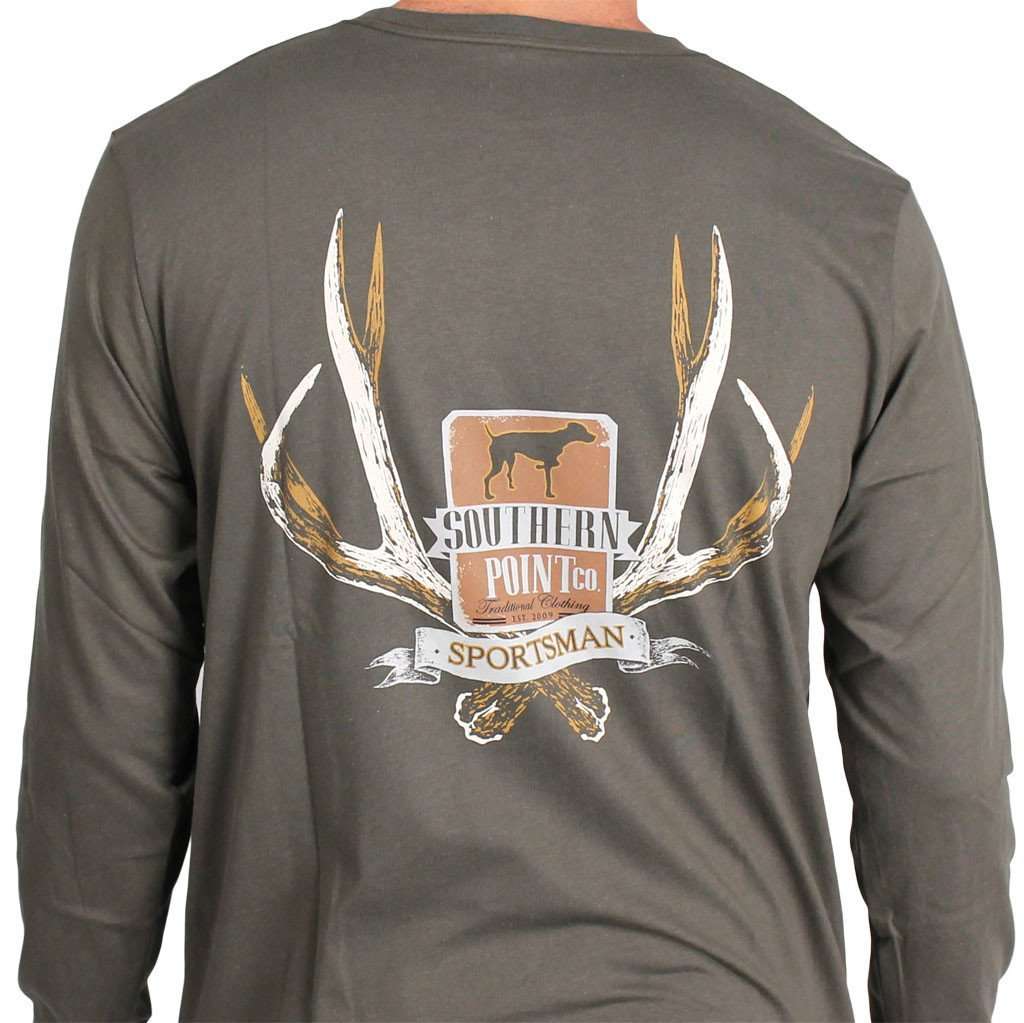 SPC Signature Long Sleeve Sportsman Antlers Tee in Forest Green by Southern Point Co. - Country Club Prep