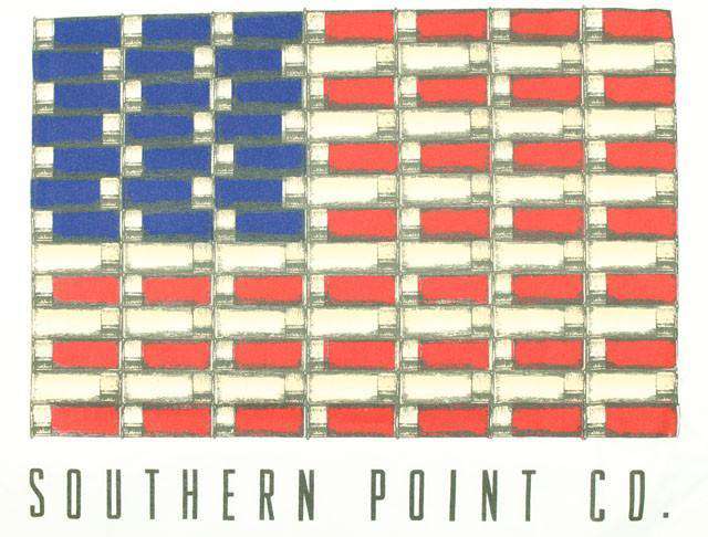 SPC Signature Long Sleeve Tee with Shotgun Shell American Flag by Southern Point Co. - Country Club Prep