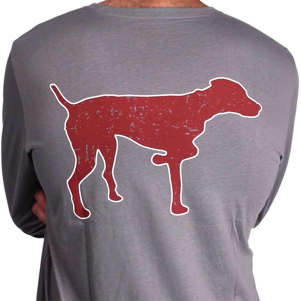 SPC Signature Long Sleeve Vintage Logo Tee in Grey & Red by Southern Point Co. - Country Club Prep
