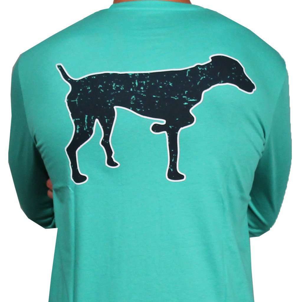 SPC Signature Long Sleeve Vintage Logo Tee in Navy & Teal by Southern Point Co. - Country Club Prep