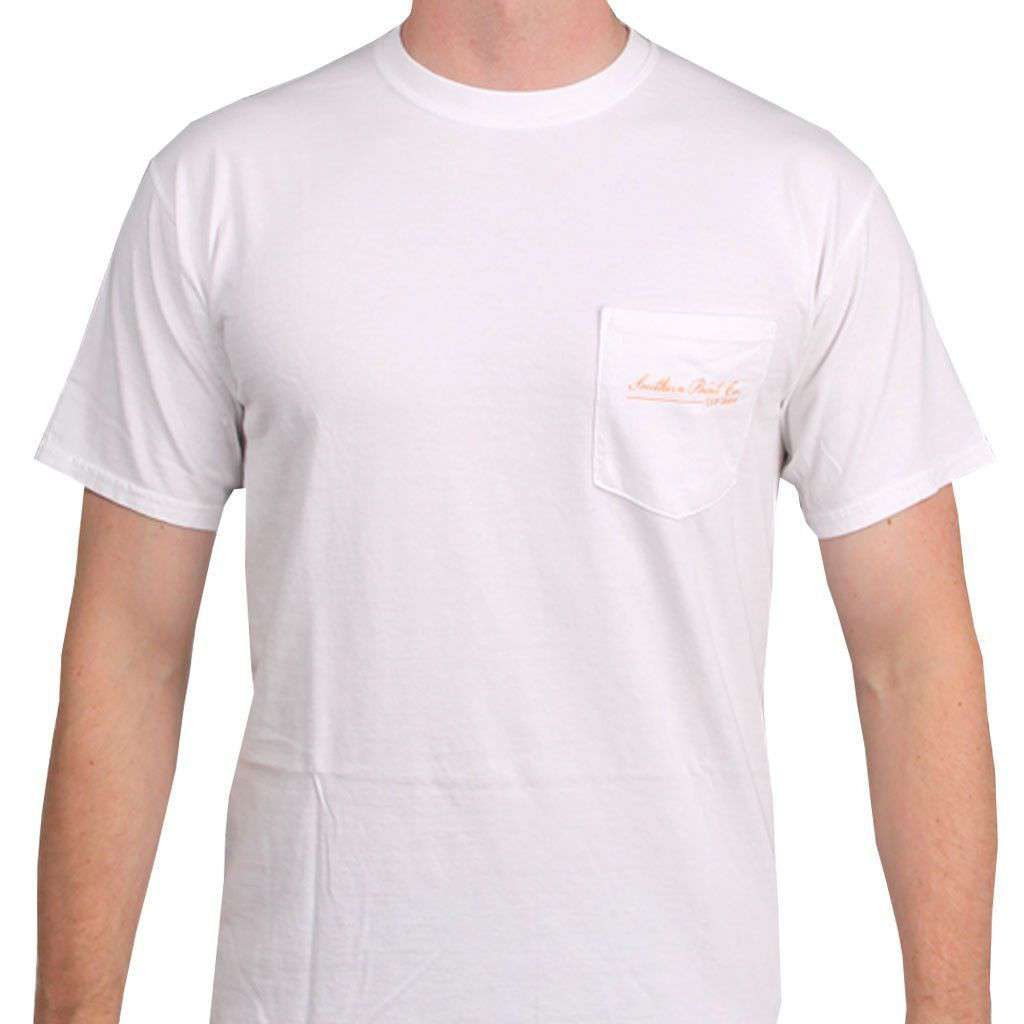 SPC Tradition Tee in White and Blaze Orange by Southern Point Co. - Country Club Prep