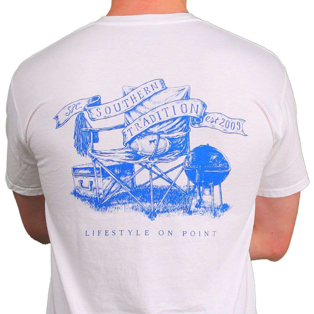 SPC Tradition Tee in White and Blue by Southern Point Co. - Country Club Prep
