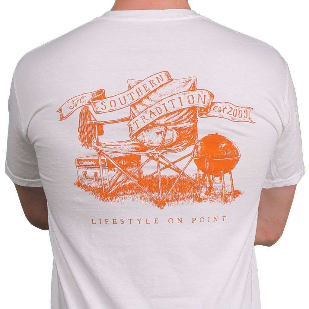 SPC Tradition Tee in White and Burnt Orange by Southern Point Co. - Country Club Prep