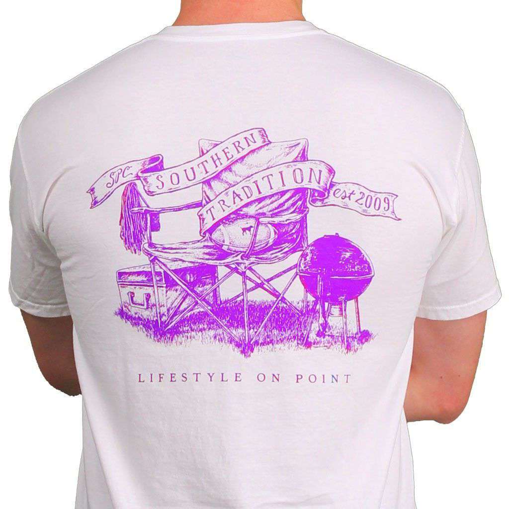 SPC Tradition Tee in White and Purple by Southern Point Co. - Country Club Prep
