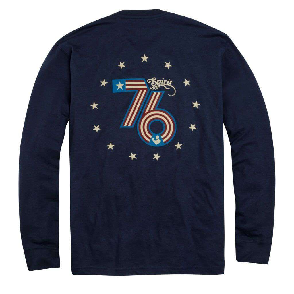 Spirit of '76 Long Sleeve Pocket Tee in Navy by Rowdy Gentleman - Country Club Prep