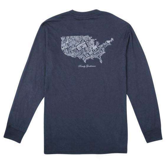 Star Spangled Banner Long Sleeve Pocket Tee in Navy by Rowdy Gentleman - Country Club Prep