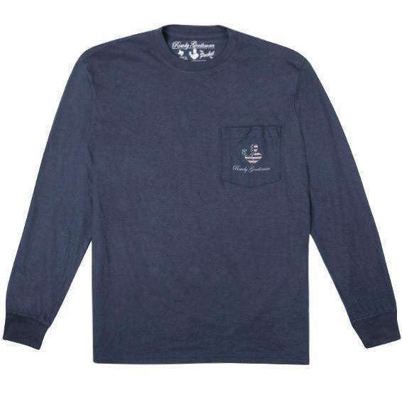 Star Spangled Banner Long Sleeve Pocket Tee in Navy by Rowdy Gentleman - Country Club Prep