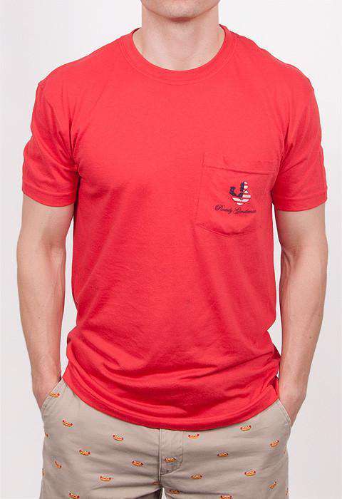 Star Spangled Hammered Short Sleeve Pocket Tee in Red by Rowdy Gentleman - Country Club Prep