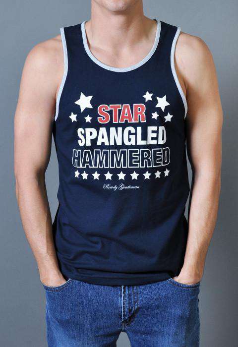 Star Spangled Hammered Tank Top in Navy by Rowdy Gentleman - Country Club Prep