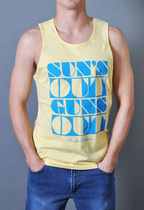 Sun's Out Guns Out Tank Top in Yellow by Rowdy Gentleman - Country Club Prep