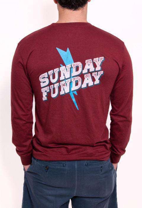 Sunday Funday Long Sleeve Pocket Tee in Maroon by Rowdy Gentleman - Country Club Prep