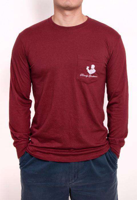 Sunday Funday Long Sleeve Pocket Tee in Maroon by Rowdy Gentleman - Country Club Prep