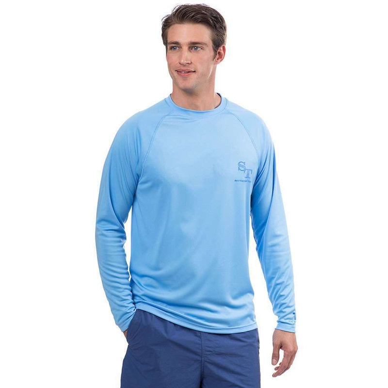 T3 Contour Skipjack Long Sleeve Performance Tee Shirt in Ocean Channel by Southern Tide - Country Club Prep