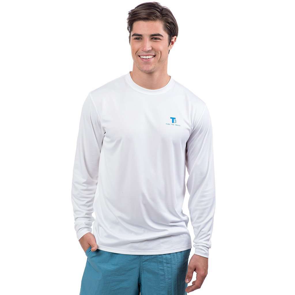 T3 Gamefish Performance Long Sleeve Tee Shirt in White by Southern Tide - Country Club Prep