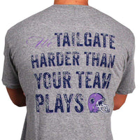 Tailgate Harder Tee in Grey with Purple Helmet by Southern Proper - Country Club Prep