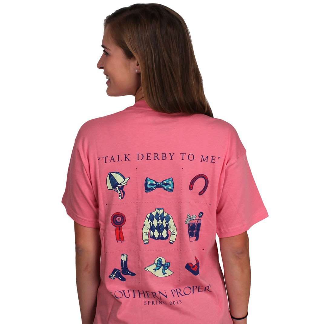 Talk Derby to Me Tee in Pink by Southern Proper - Country Club Prep