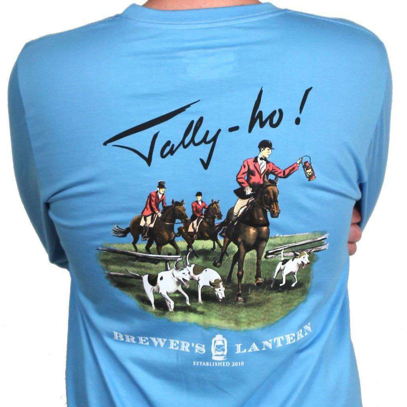 Tally Ho Fox Hunt Long Sleeve in Dusty Blue by Brewer's Lantern - Country Club Prep