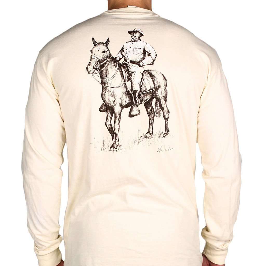 Teddy Roosevelt Long Sleeve Tee in Ivory by WM Lamb & Son - Country Club Prep