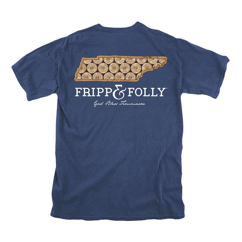 Tennessee Shotgun Shell Tee in True Navy by Fripp & Folly - Country Club Prep