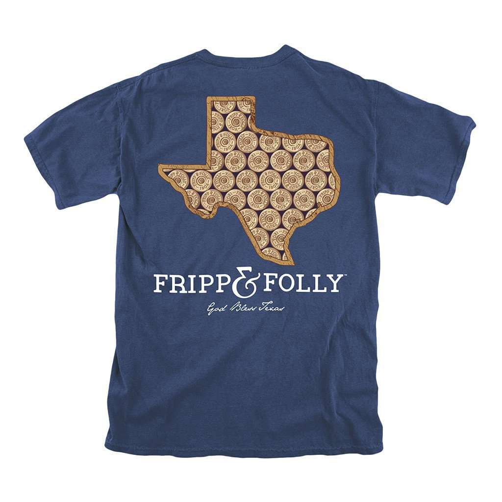 Texas Shotgun Shell Tee in True Navy by Fripp & Folly - Country Club Prep