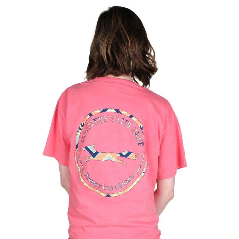 The Aztec Pattern Original Logo Tee Shirt in Crunchberry by Country Club Prep - Country Club Prep