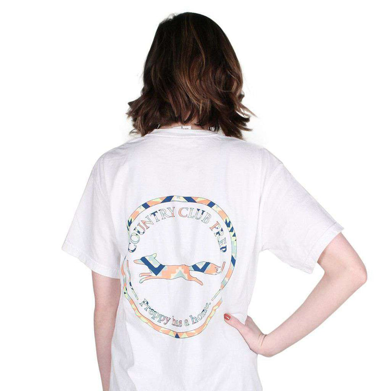 The Aztec Pattern Original Logo Tee Shirt in White by Country Club Prep - Country Club Prep