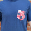 The Betsy Unisex Tee Shirt in Navy with American Flag Pocket by the Frat Collection - Country Club Prep