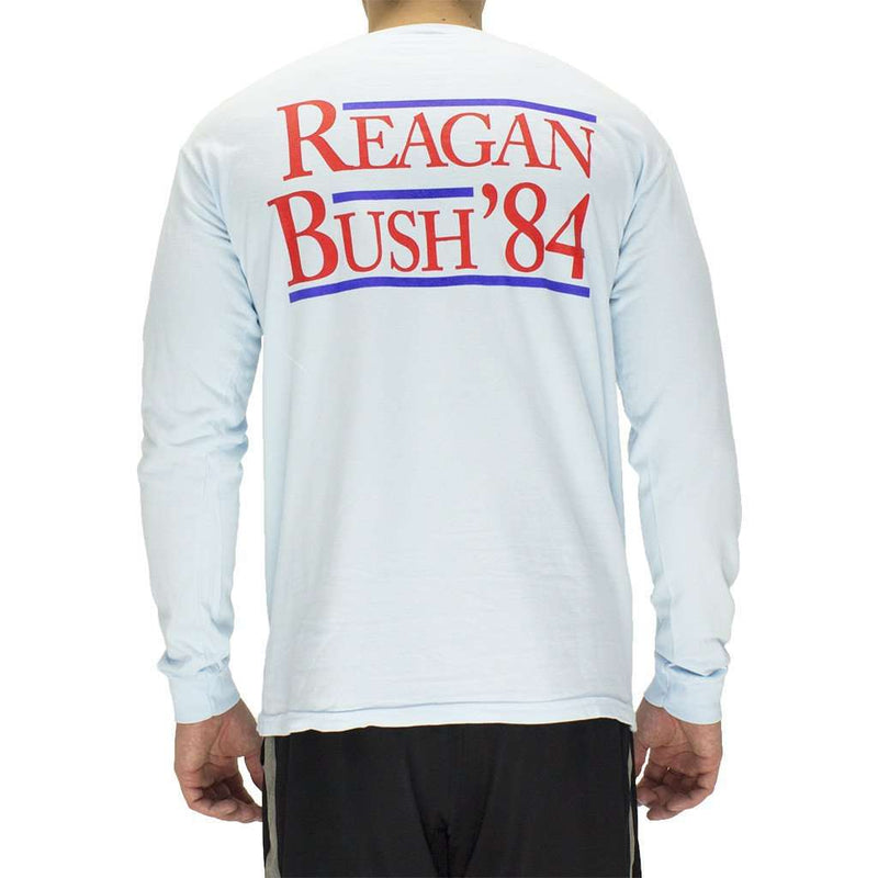 The Election Year Reagan Bush 84 Long Sleeve Pocket Tee in Chambray by Full Time American - Country Club Prep