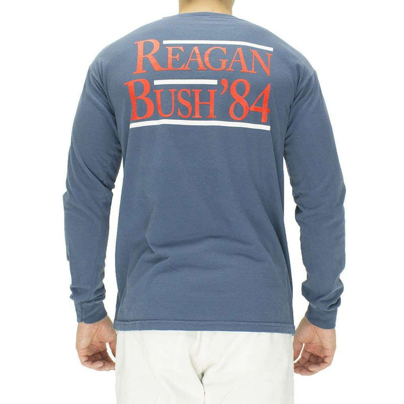 The Election Year Reagan Bush 84 Long Sleeve Pocket Tee in Navy by Full Time American - Country Club Prep