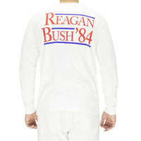 The Election Year Reagan Bush 84 Long Sleeve Pocket Tee in White by Full Time American - Country Club Prep