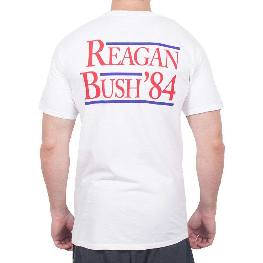 The Election Year Reagan Bush 84 Pocket Tee in White by Full Time American - Country Club Prep