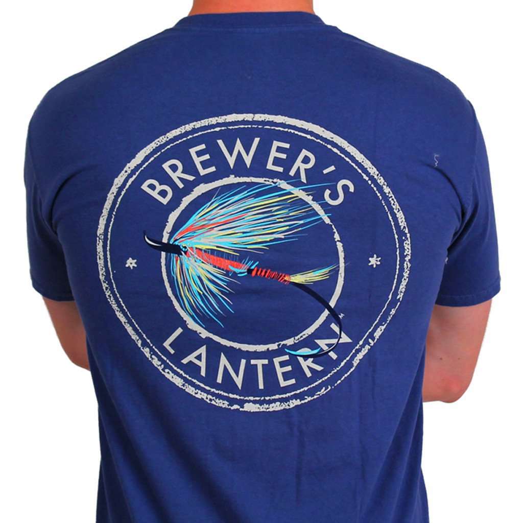 The Fishin' Fly Tee in Navy Blue by Brewer's Lantern-Small - Country Club Prep