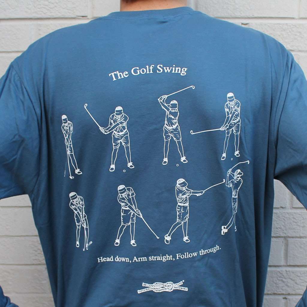 The Golf Swing Long Sleeve Pocket Tee in Soft Navy by Knot Clothing & Belt Co. - Country Club Prep