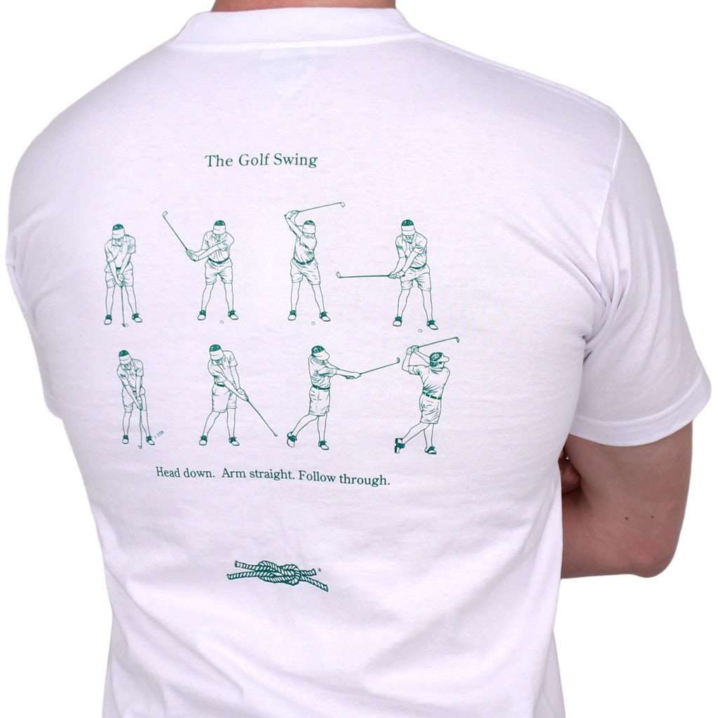 The Golf Swing Pocket Tee in White by Knot Clothing & Belt Co. - Country Club Prep