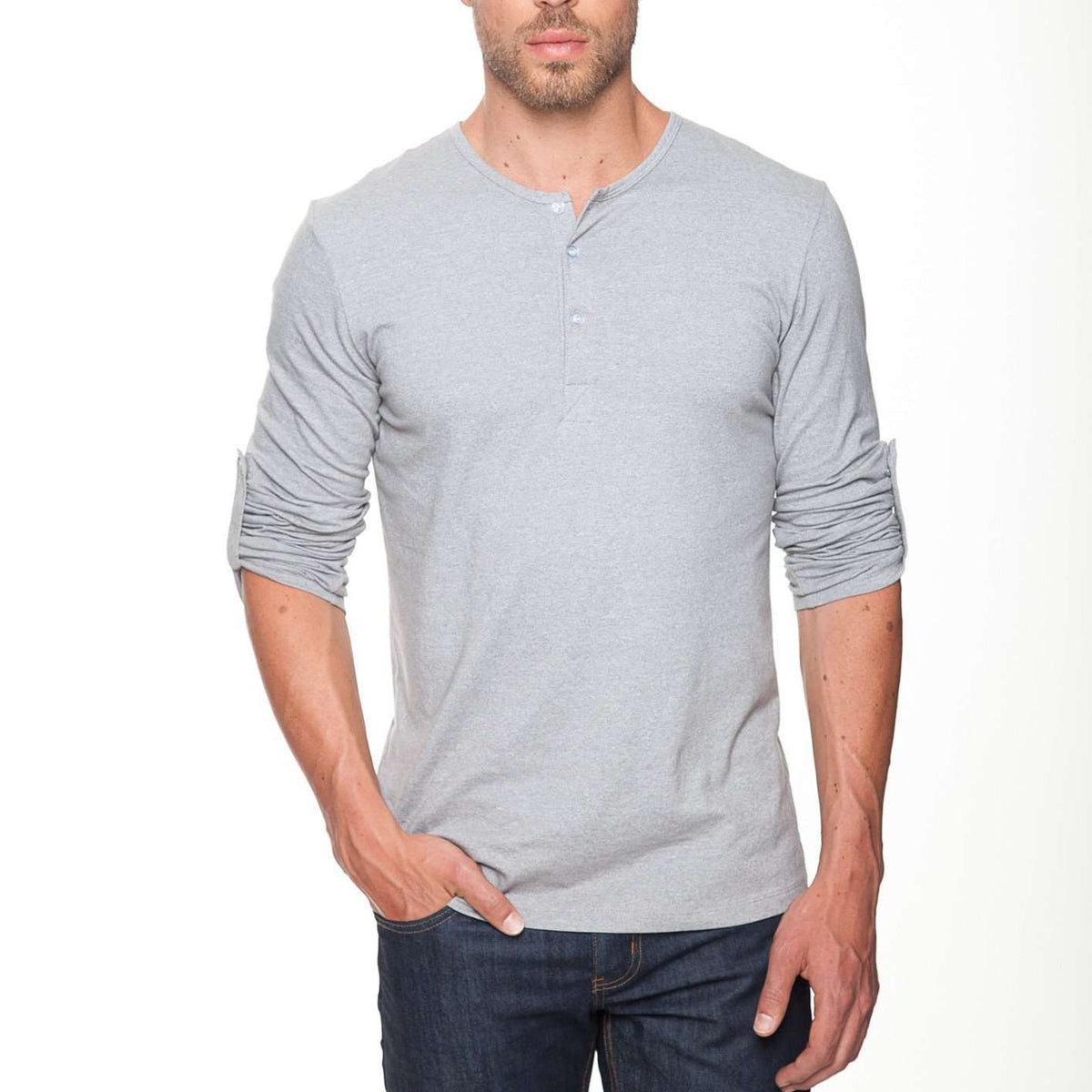 The Henley Shirt in Isleta Grey by Mizzen+Main - Country Club Prep