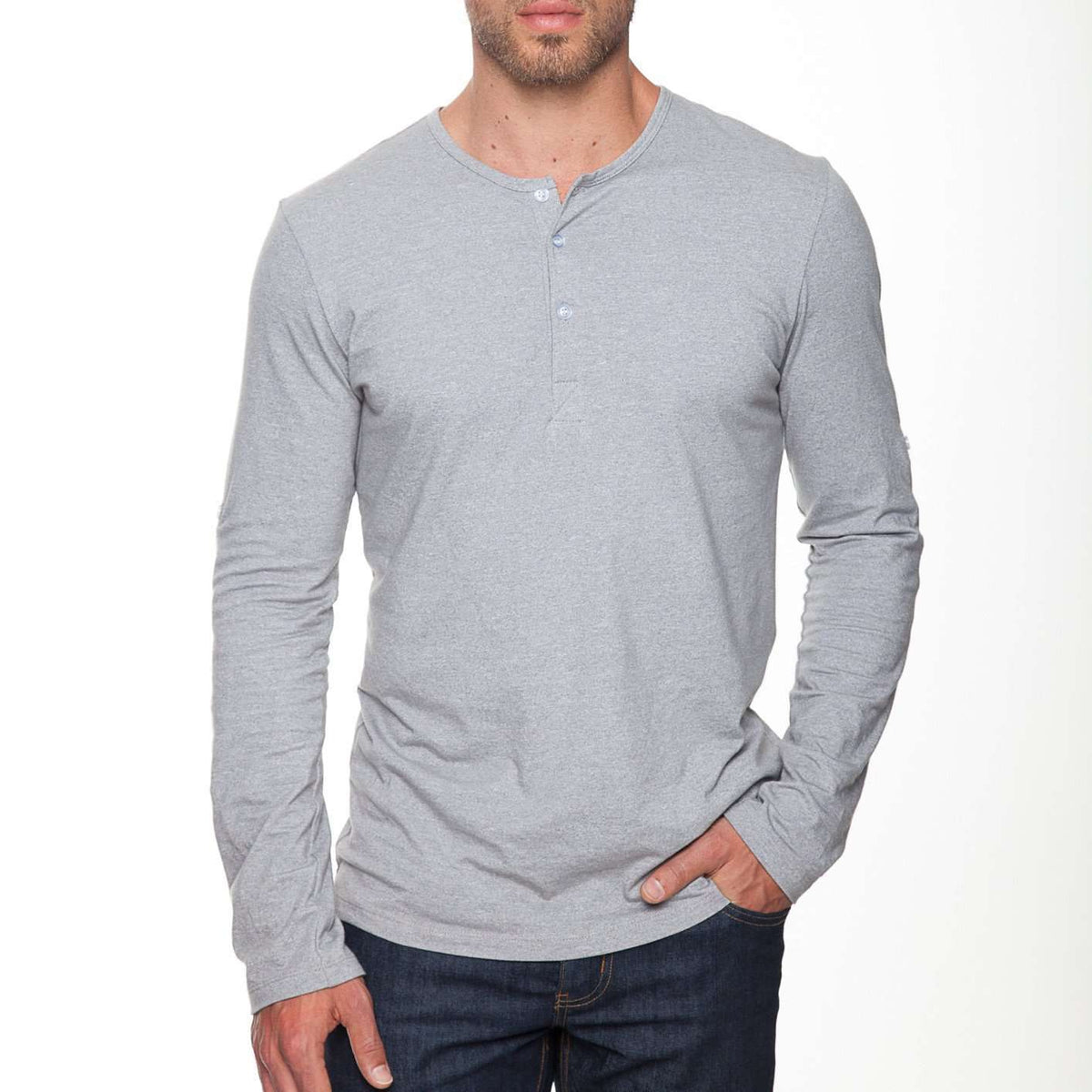 The Henley Shirt in Isleta Grey by Mizzen+Main - Country Club Prep