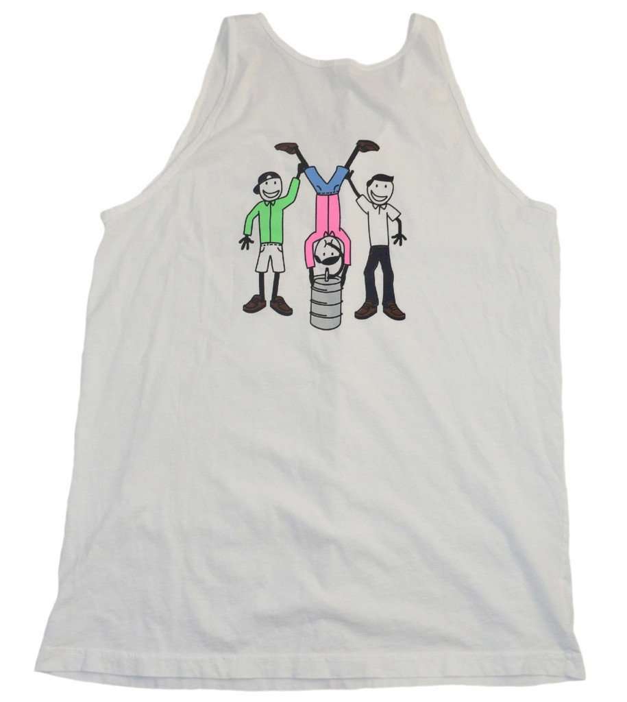 The Keg Stand Tank Top in White by Life Is Frat - Country Club Prep