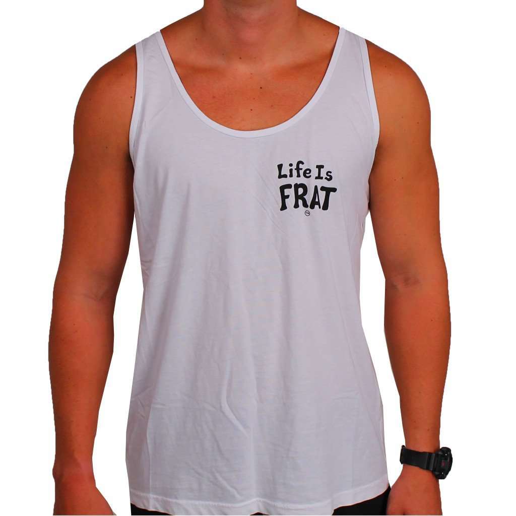 The Keg Stand Tank Top in White by Life Is Frat - Country Club Prep