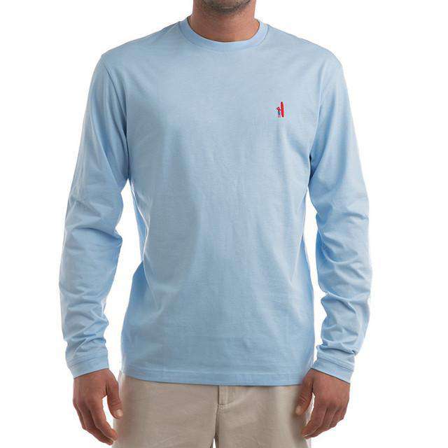 The Long Sleeve Logo Tee in Light Blue by Johnnie-O - Country Club Prep