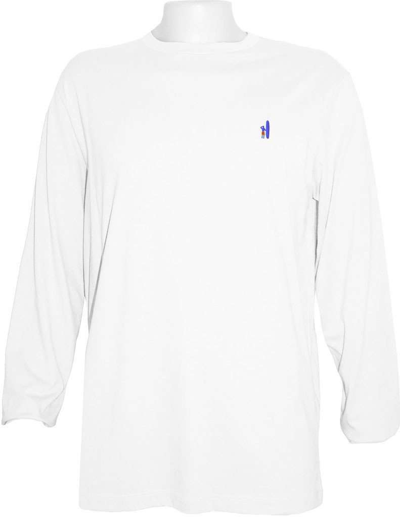 The Long Sleeve Logo Tee in White by Johnnie-O - Country Club Prep