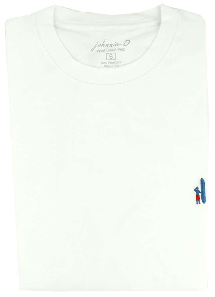 The Long Sleeve Logo Tee in White by Johnnie-O - Country Club Prep