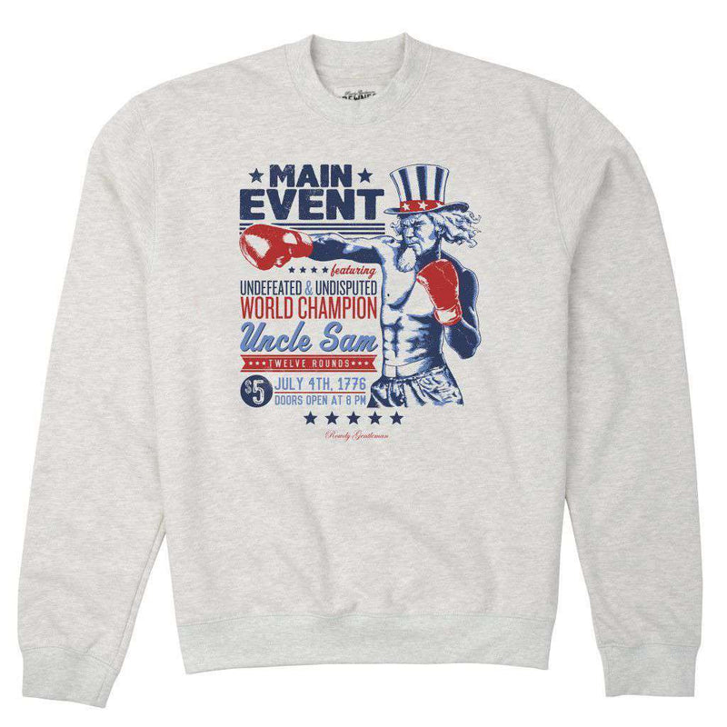 The Main Event Crewneck Sweatshirt in Light Grey by Rowdy Gentleman - Country Club Prep