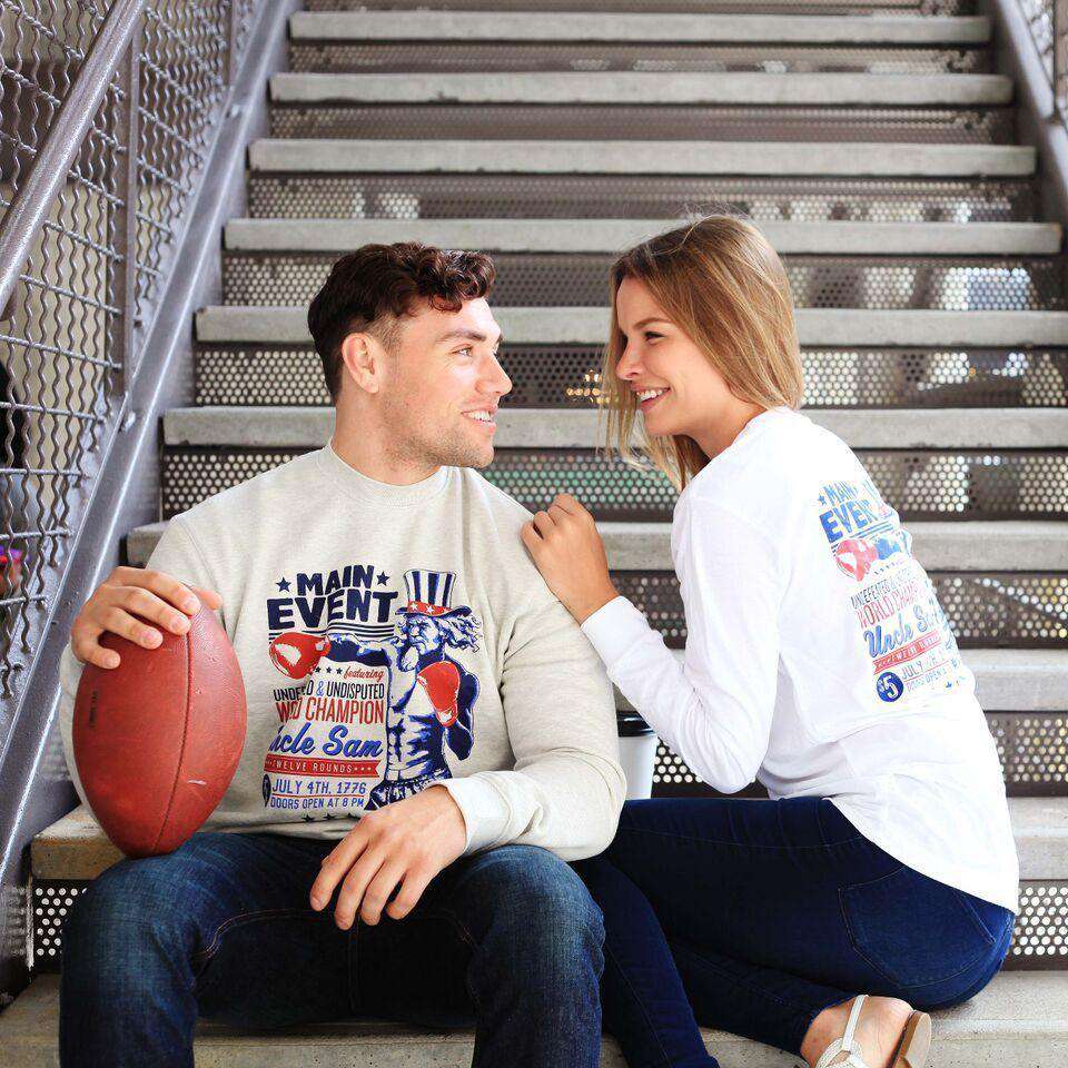 The Main Event Crewneck Sweatshirt in Light Grey by Rowdy Gentleman - Country Club Prep