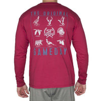 The Original Gameday Long Sleeve Tee Shirt in Rhubarb by Southern Proper - Country Club Prep